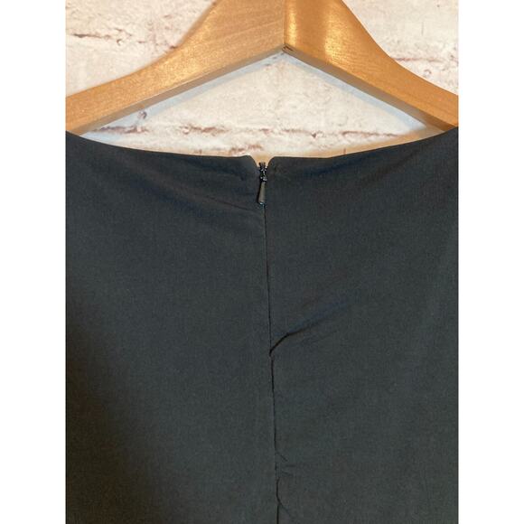 Grace Hill Midi Dress Womens 14 Black LBD Beaded Draped Ruched Sleeveless Sheath - Picture 5 of 15